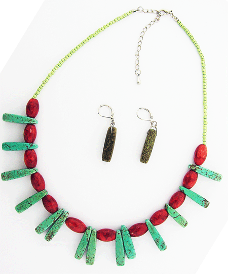 Coral & Turquoise Beaded Necklace