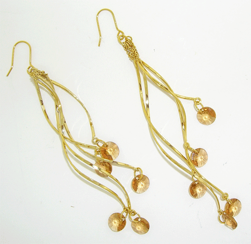 Champaign Swarovski Golden Drop Earrings