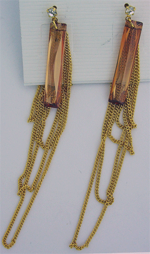 Champaign Swarovski Drop Golden Earrings