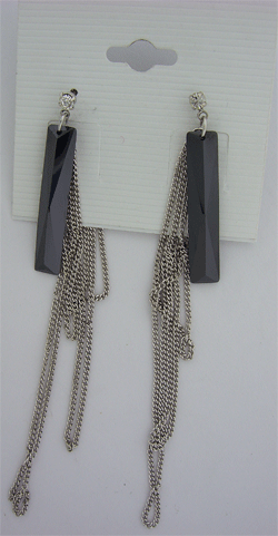Silver toned earrings with black swarovsky