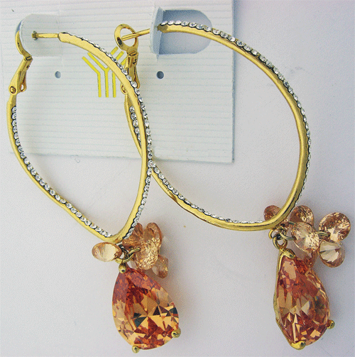 Gold Toned earrings with Champaign Swarovski