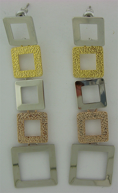 Gold, Copper & Silver toned dangle earring