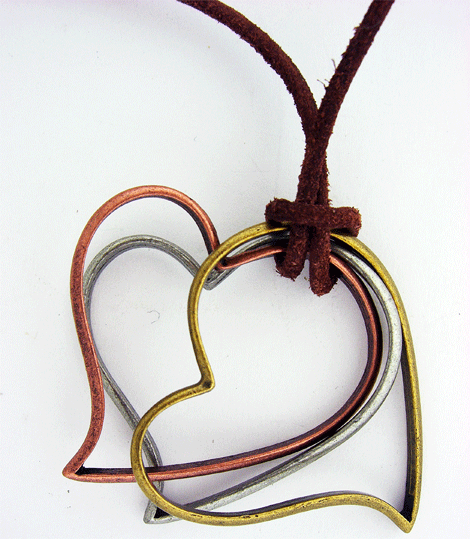 Brown Leather Necklace with heart pendant