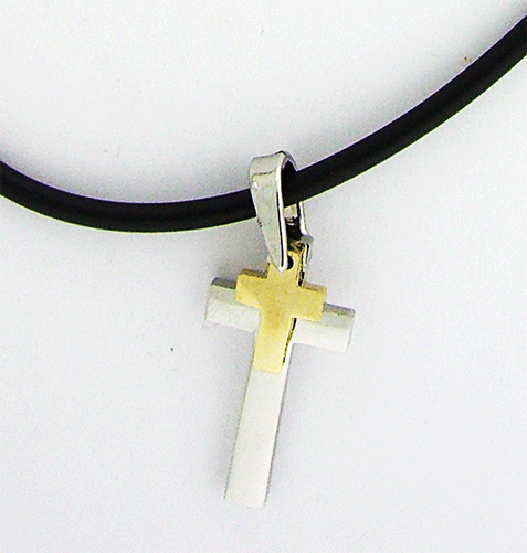 Rubber necklace with Cross pendant