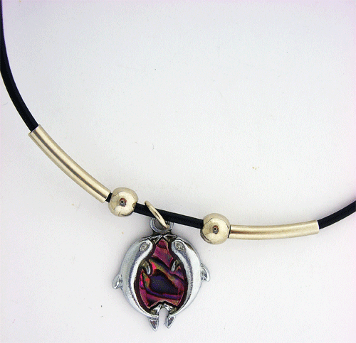 Dolphin Pendent with rubber necklace
