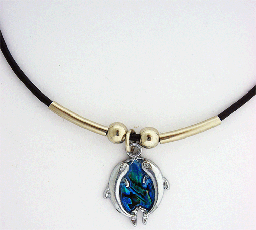 Two Kissing Dolphin Charm Necklace