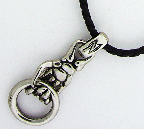 Hand Pendant with Rubber Necklace