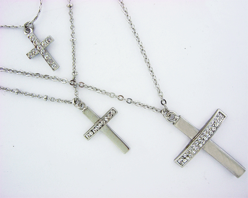 Silver Cross Pendant with Swarovski Crystals