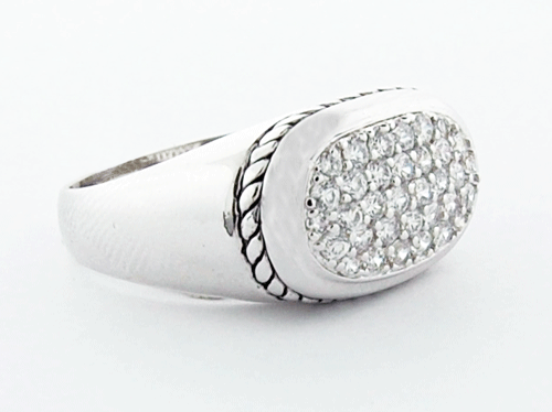 Pave Cable Sterling Silver Ring