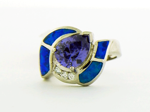 BlueOpal and Purple Amethyst Ring