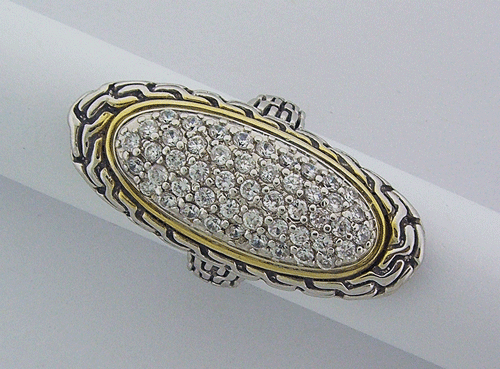Pave Oval Silver Ring