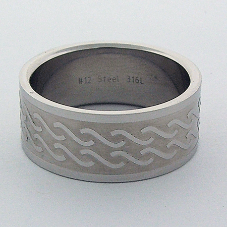Matte Polish Stainless Steel Wave Design Ring