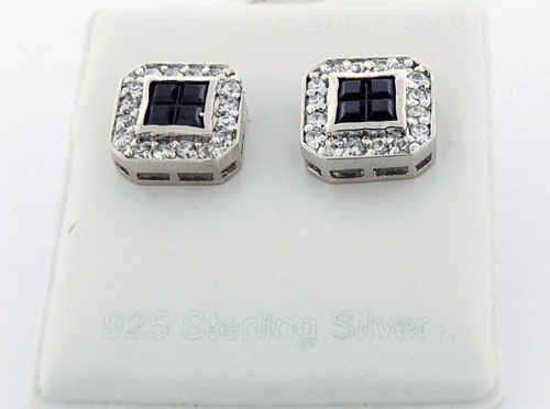 Black and White CZ Earrings