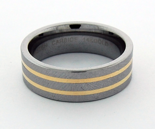 Tungsten 14K Gold Inlay Band