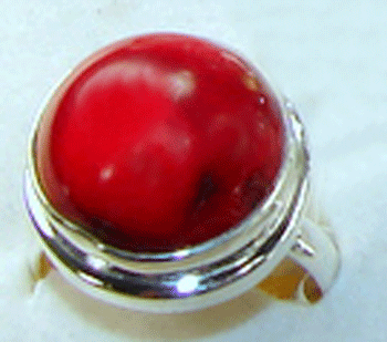 Sterling Silver Red Coral Ring