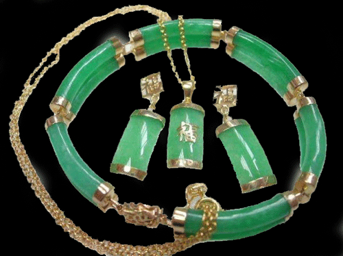 Green Jade Necklace, Bracelet & Earring set