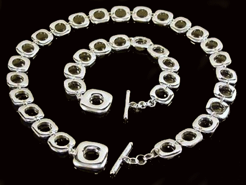 Sterling Silver Bracelet, Necklace Set