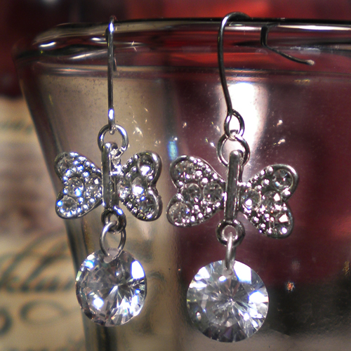 Rhinestone Bow Earrings